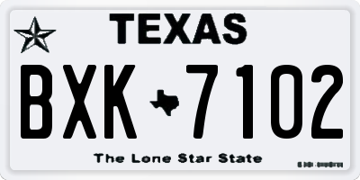 TX license plate BXK7102