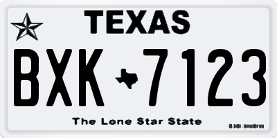 TX license plate BXK7123