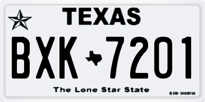 TX license plate BXK7201