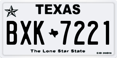 TX license plate BXK7221