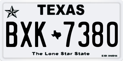 TX license plate BXK7380