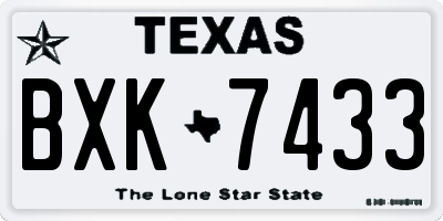 TX license plate BXK7433