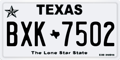 TX license plate BXK7502