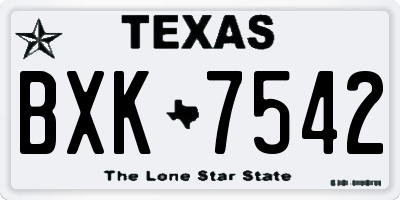 TX license plate BXK7542