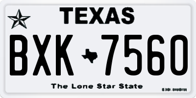 TX license plate BXK7560