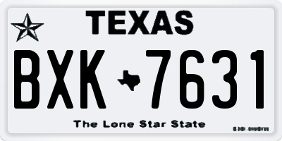 TX license plate BXK7631