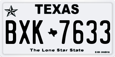 TX license plate BXK7633