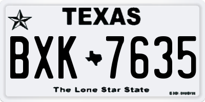 TX license plate BXK7635