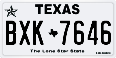 TX license plate BXK7646