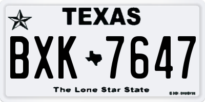 TX license plate BXK7647