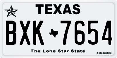 TX license plate BXK7654