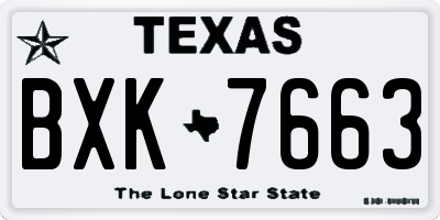 TX license plate BXK7663