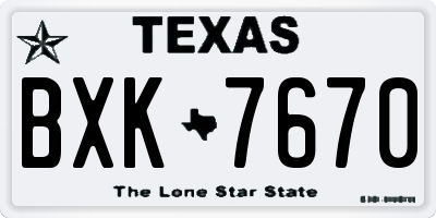 TX license plate BXK7670