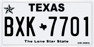TX license plate BXK7701