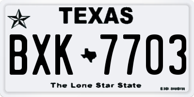 TX license plate BXK7703