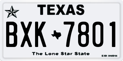 TX license plate BXK7801