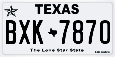 TX license plate BXK7870