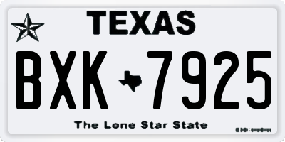 TX license plate BXK7925