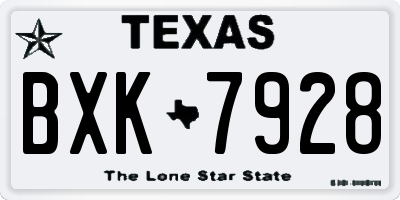 TX license plate BXK7928