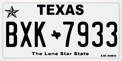 TX license plate BXK7933