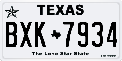 TX license plate BXK7934