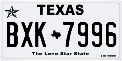 TX license plate BXK7996
