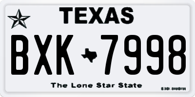 TX license plate BXK7998