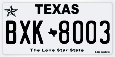 TX license plate BXK8003