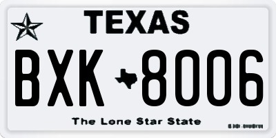 TX license plate BXK8006