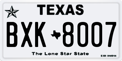 TX license plate BXK8007