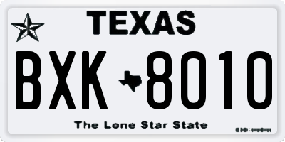 TX license plate BXK8010