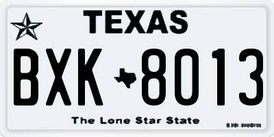 TX license plate BXK8013