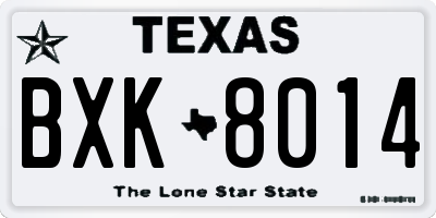 TX license plate BXK8014