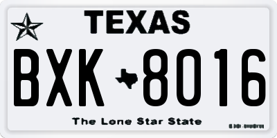 TX license plate BXK8016