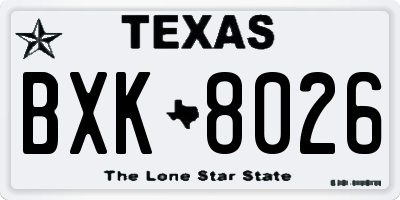 TX license plate BXK8026