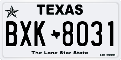 TX license plate BXK8031