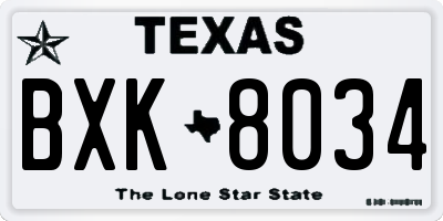 TX license plate BXK8034