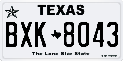 TX license plate BXK8043