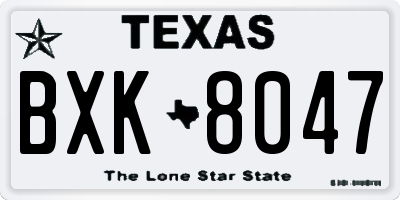 TX license plate BXK8047