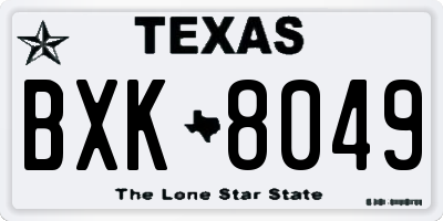 TX license plate BXK8049