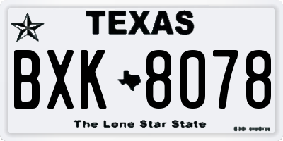 TX license plate BXK8078