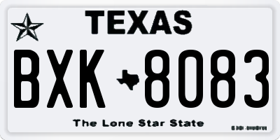 TX license plate BXK8083