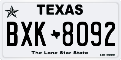 TX license plate BXK8092