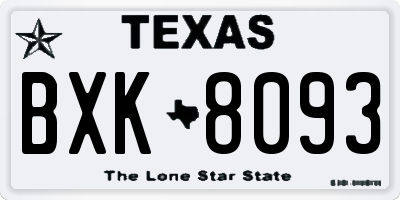TX license plate BXK8093
