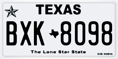 TX license plate BXK8098
