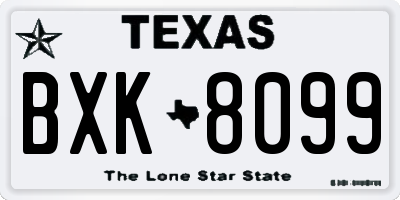 TX license plate BXK8099