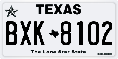 TX license plate BXK8102