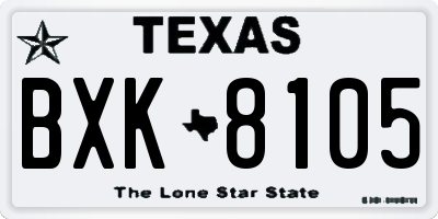 TX license plate BXK8105