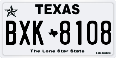 TX license plate BXK8108