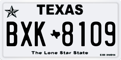 TX license plate BXK8109
